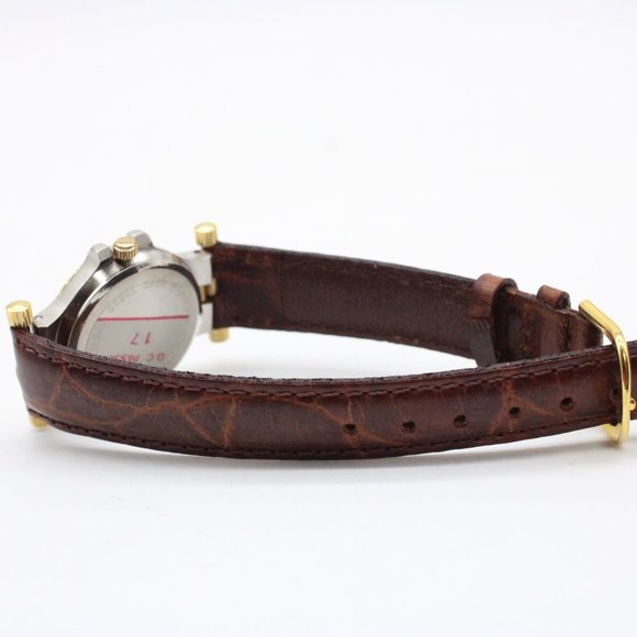 J.B Champion Watch Women Gold Tone Stainless Steel Classic White Dial Brown Band - Picture 7 of 8